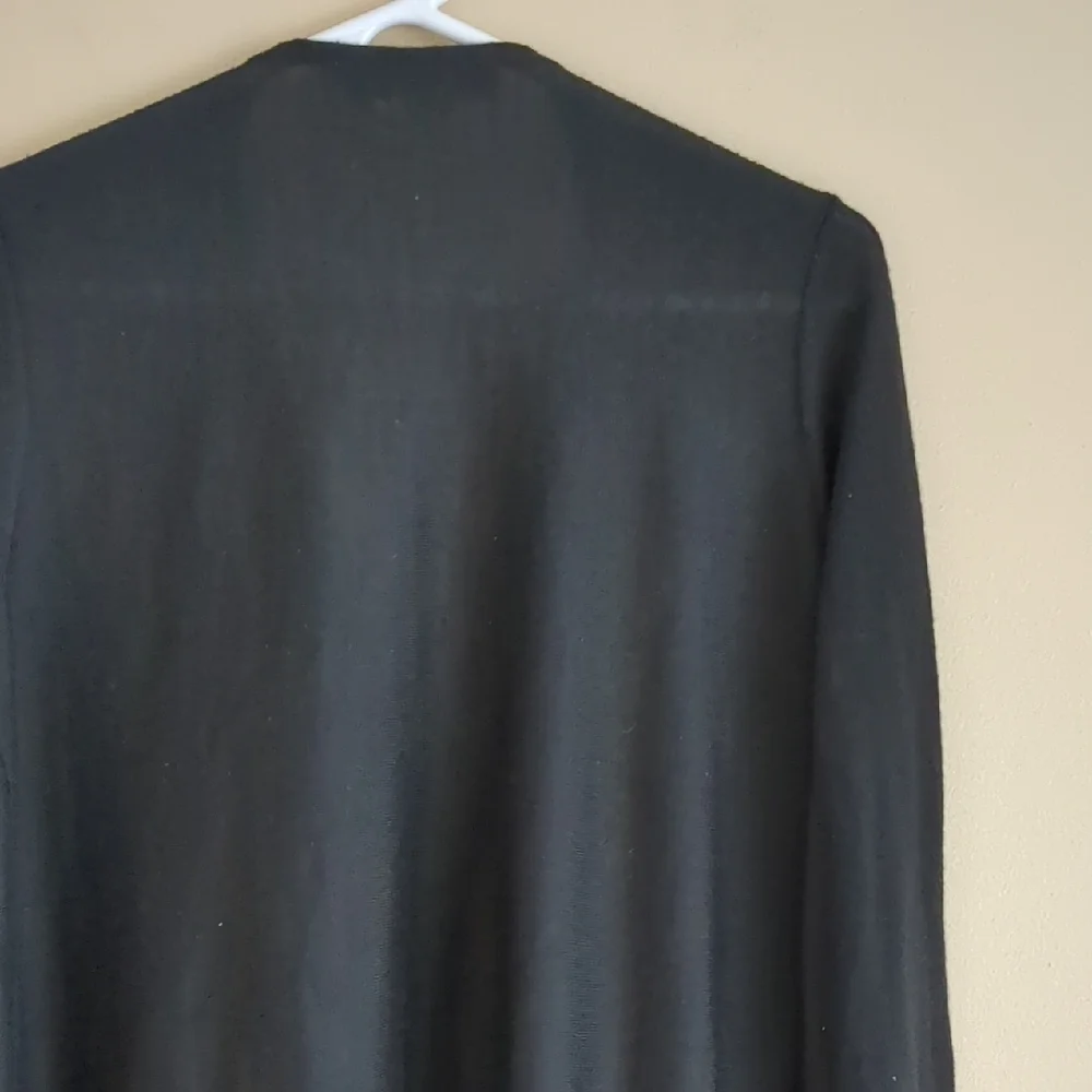 Large Ann Taylor Loft Women's Solid Black Open Front Cardigan Goth Office - Picture 8 of 11
